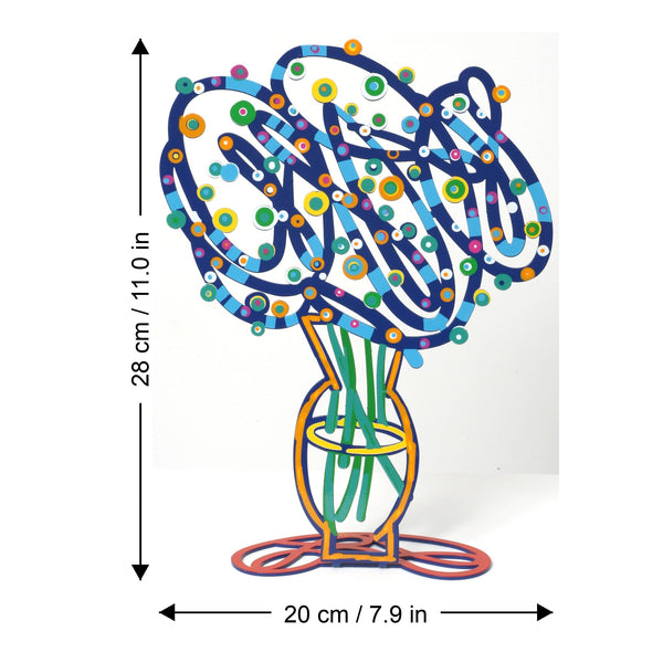 Blue Bouquet dimensions chart - GersteinART wall sculpture