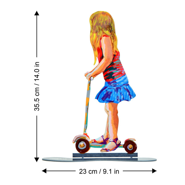 Girl on Scooter dimensions chart - GersteinART wall sculpture