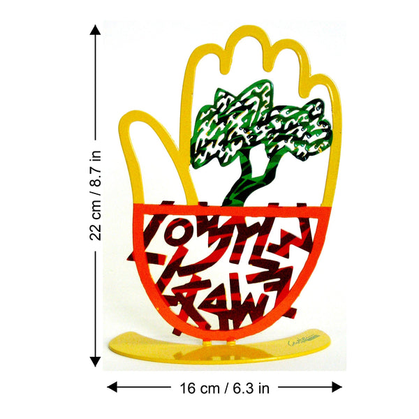Hamsa Olive Tree dimensions chart - GersteinART wall sculpture