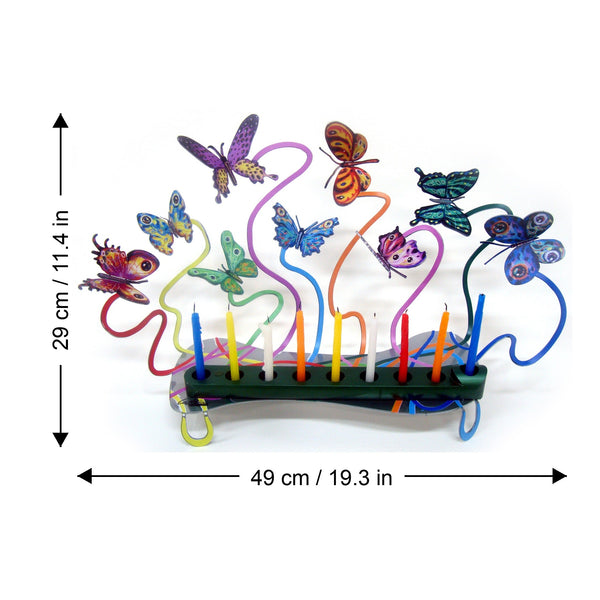 Hanukkia Butterflies dimensions chart - GersteinART wall sculpture