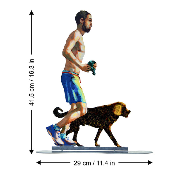 Jogger with Dog dimensions chart - GersteinART wall sculpture