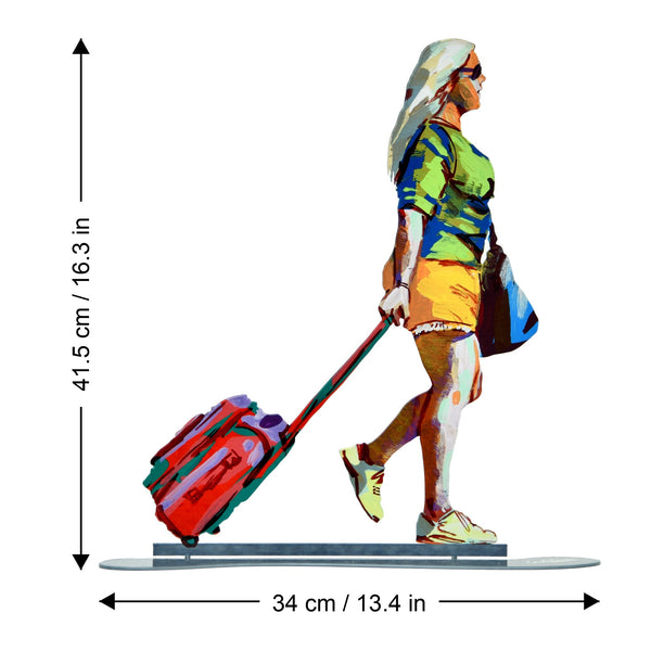 Tourist With Red Trolly dimensions chart - GersteinART wall sculpture