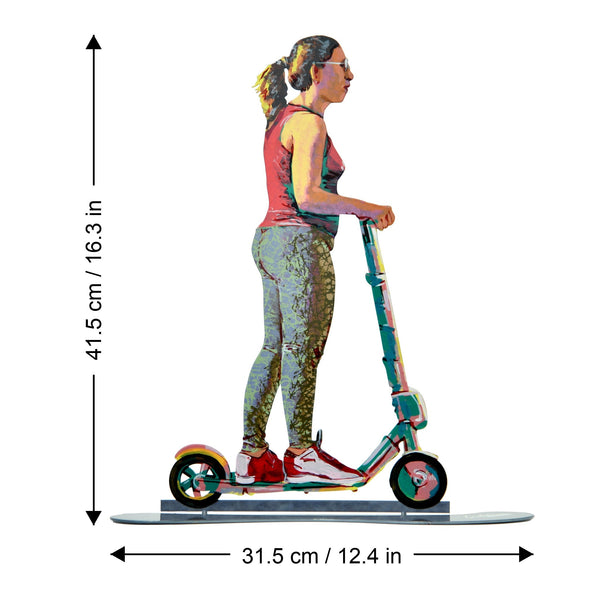 Traveler on Scooter dimensions chart - GersteinART wall sculpture