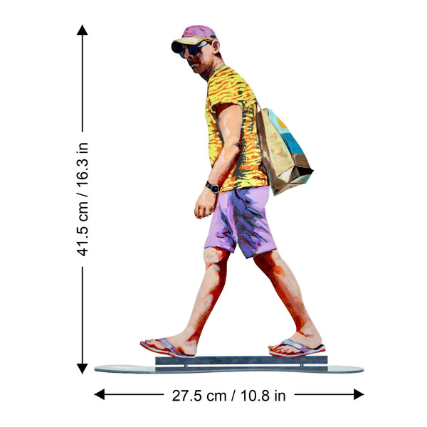 Walker with Baseball Cap dimensions chart - GersteinART wall sculpture